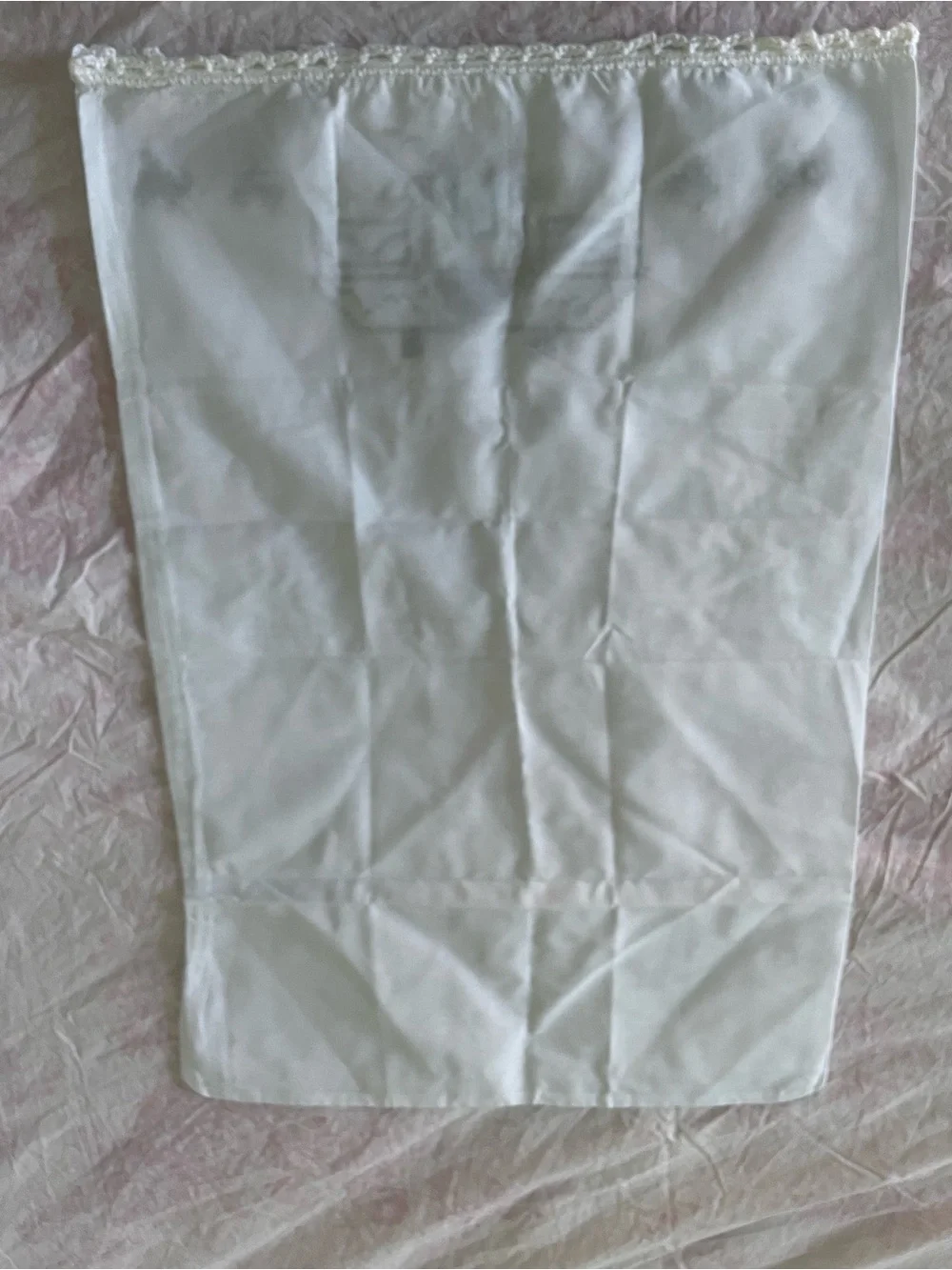 Grannycore Hand Cross-stitched House pillowcase set with crocheted trim